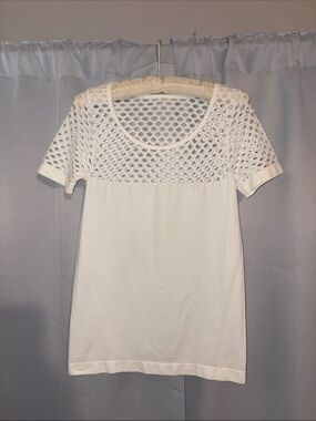 VENUS White Mesh Yoke Top